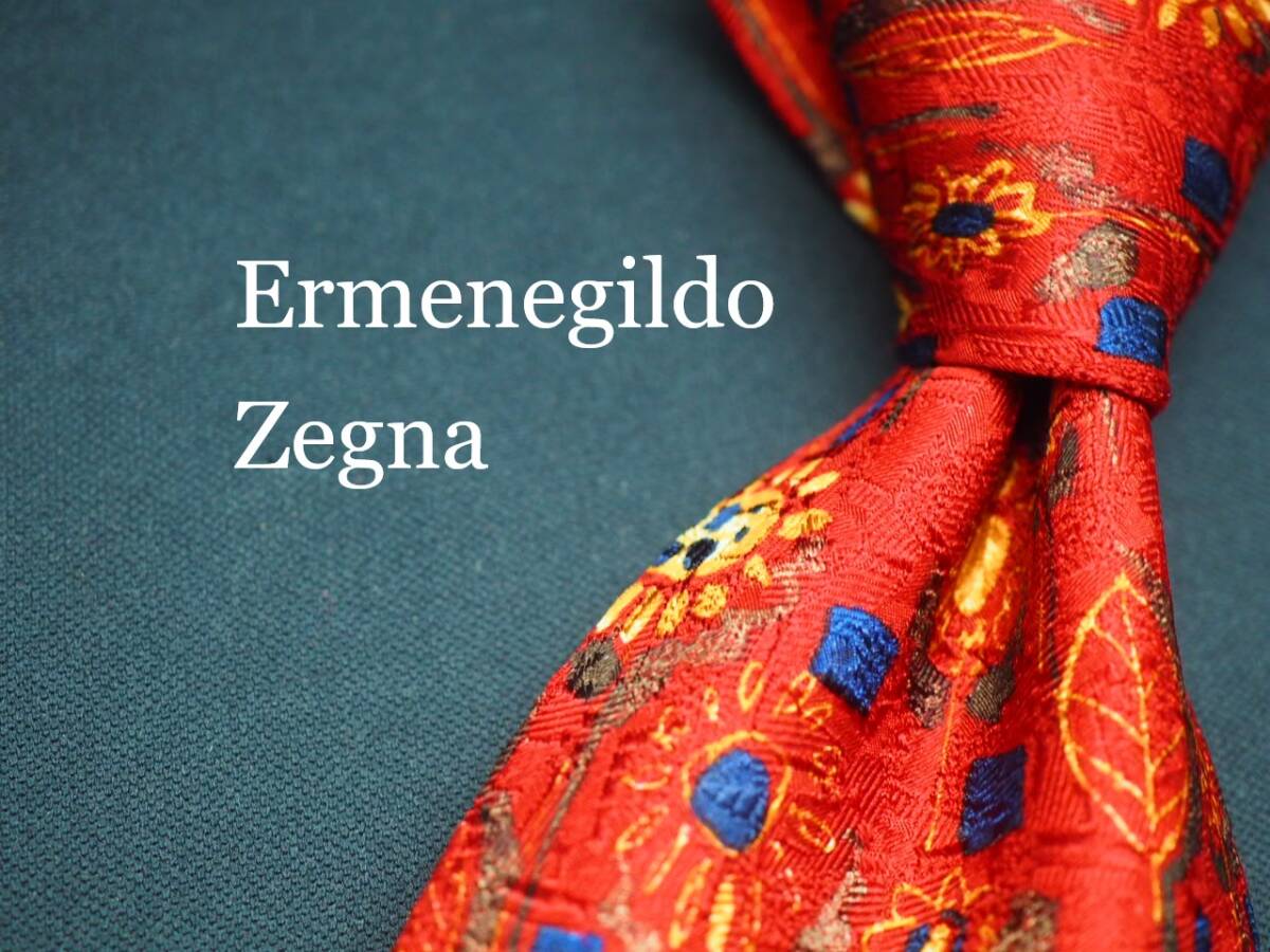 美品【Ermenegildo Zegna エルメネジルドゼニア】 F1752 赤系 SILK ブランド ネクタイ 古着 良品拍卖