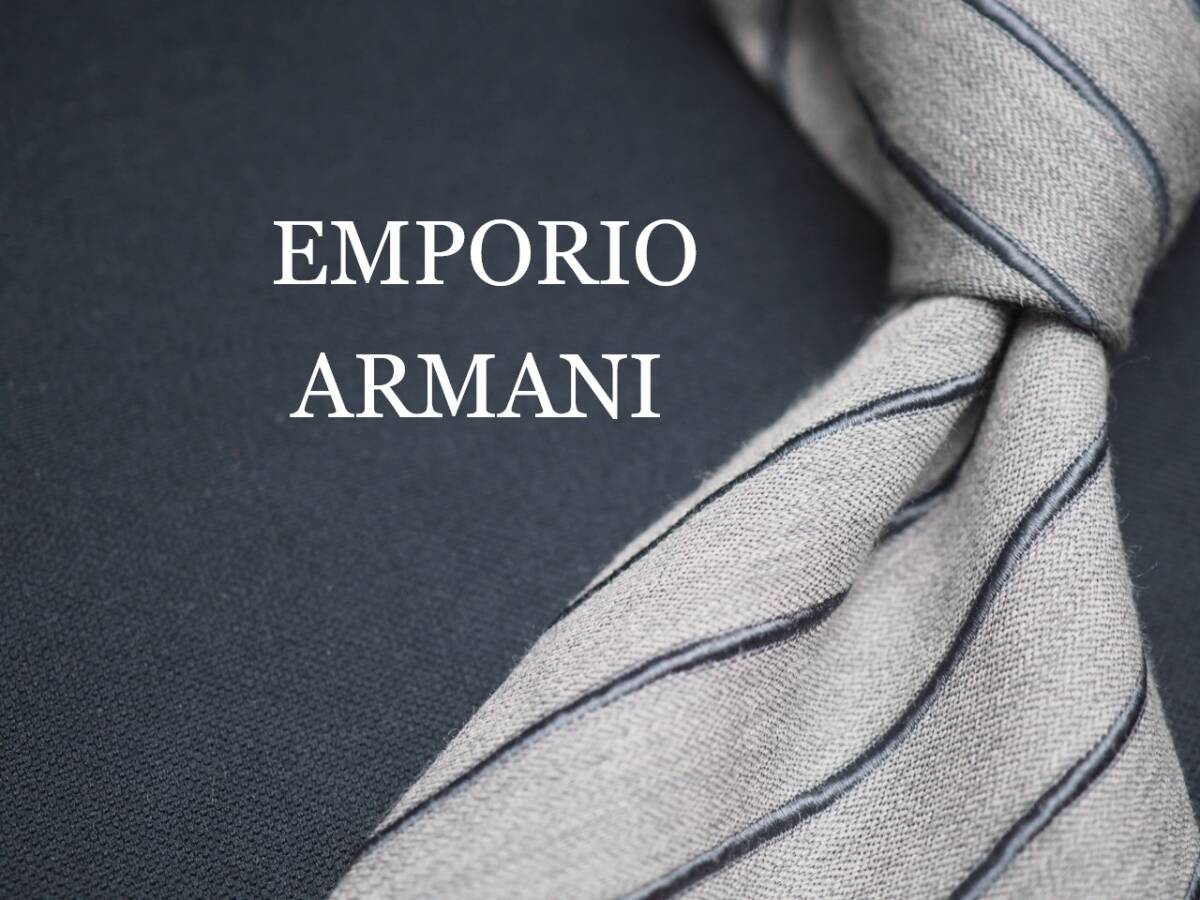 美品【EMPORIO ARMANI エンポリオアルマーニ】 F1938 グレー系 WOOL SILK ブランド ネクタイ 古着 良品拍卖