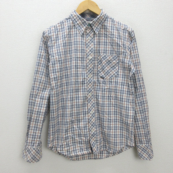G■トミー/TOMMY 長袖シャツ/チェック柄【M】白紺/men's/158【中古】■拍卖