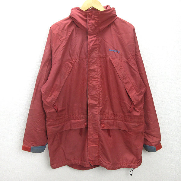 H■ティンバーランド/Timberland 収納フード付き ナイロンジャケット【L】赤系/MENS■60【中古】拍卖