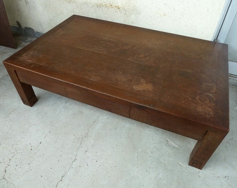 (☆BM)旧家蔵出し品/古き良き物♪ 座卓(0808-①)引き出し付き 横幅115㎝ 文机 センターテーブル アンティーク 日本 昭和レトロ 長方形拍卖