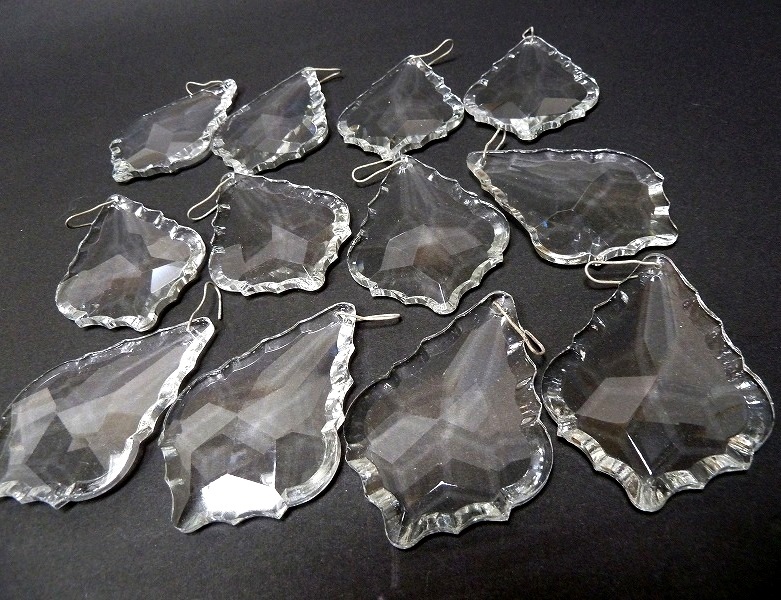 (☆BM)ガラス製 シャンデリア パーツ 12個セット ② 飾り クリアガラス 部品 天井照明 ドロップ型 クラッシック拍卖