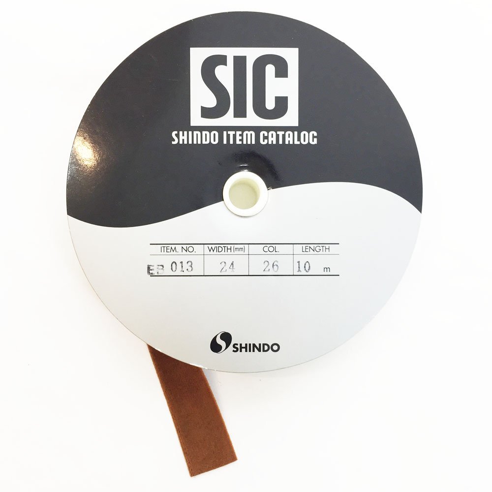 ◆SHINDO 品番SIC-EB013 ムースストレッチテープ 1巻 幅24mm ラスト ブラウン NO.26 ベルベットテープ ストレッチ ハンドメイド 6CC/93487拍卖