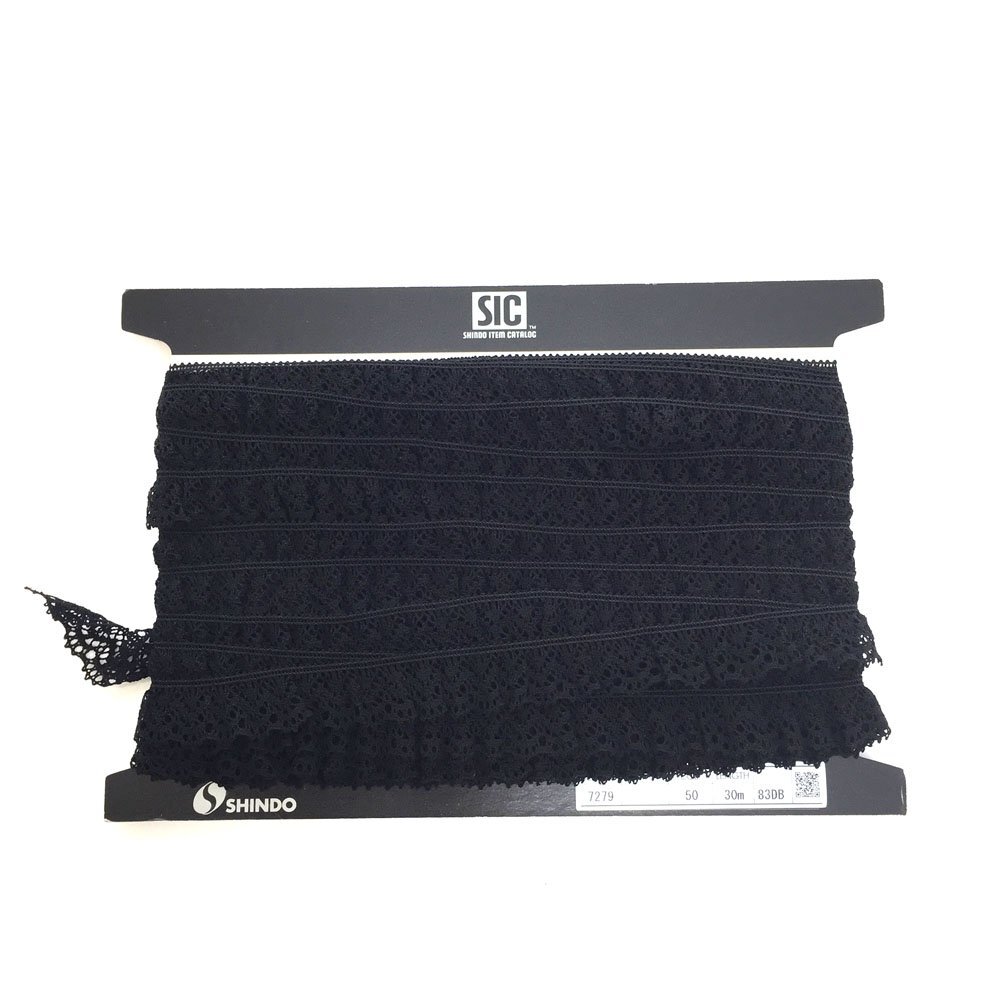 ◆SHINDO 品番SIC-7279 トーションレース 長さ約25m 幅25mm ブラック 黒 手芸用 アパレル副資材 レース生地 大容量 大量 業務用 6CC/93500拍卖