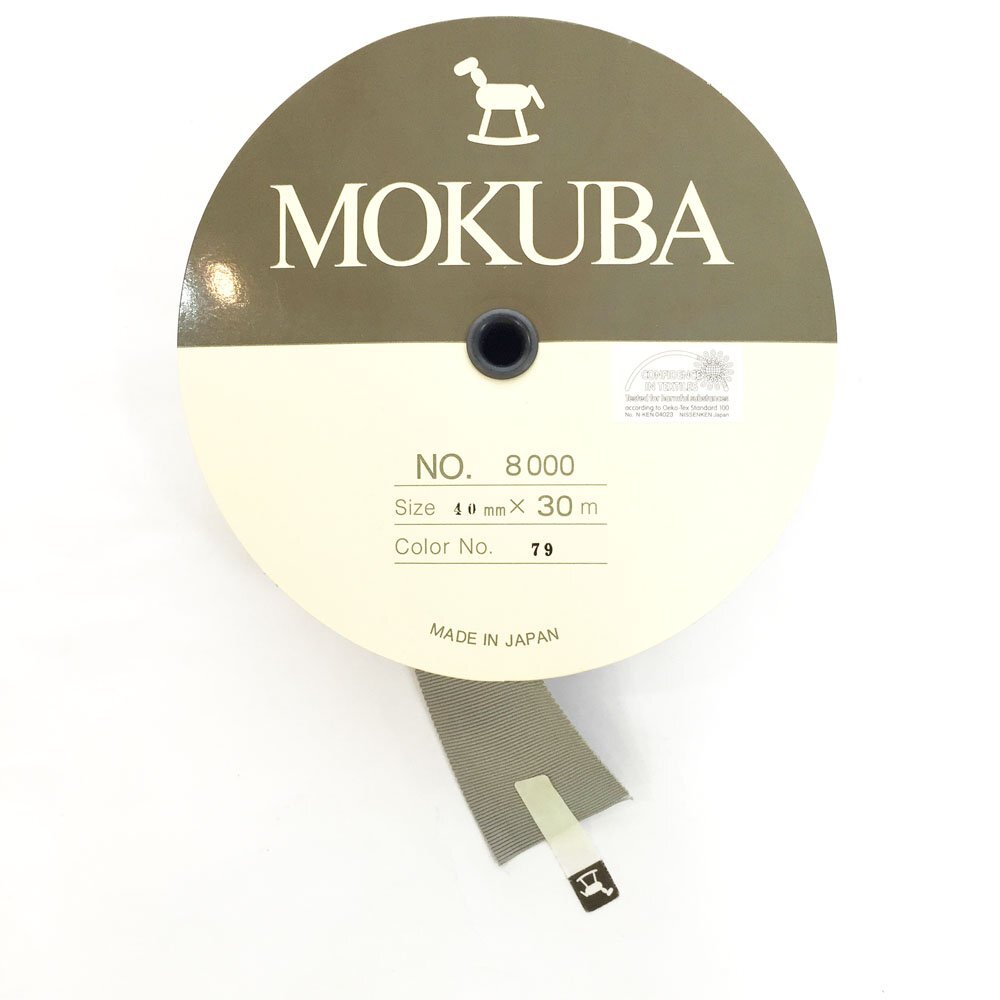 ◆木馬 MOKUBA 品番8000 レーヨン グログランリボン 1巻 幅40mm グレージュ グレー NO.79 ハンドメイド グログランテープ 6CC/93514拍卖