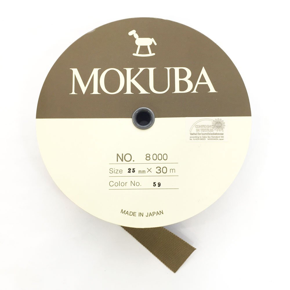 ◆木馬 MOKUBA 品番8000 レーヨン グログランリボン 1巻 幅25mm スモーキーベージュ NO.59 ハンドメイド グログランテープ 6CC/93527拍卖