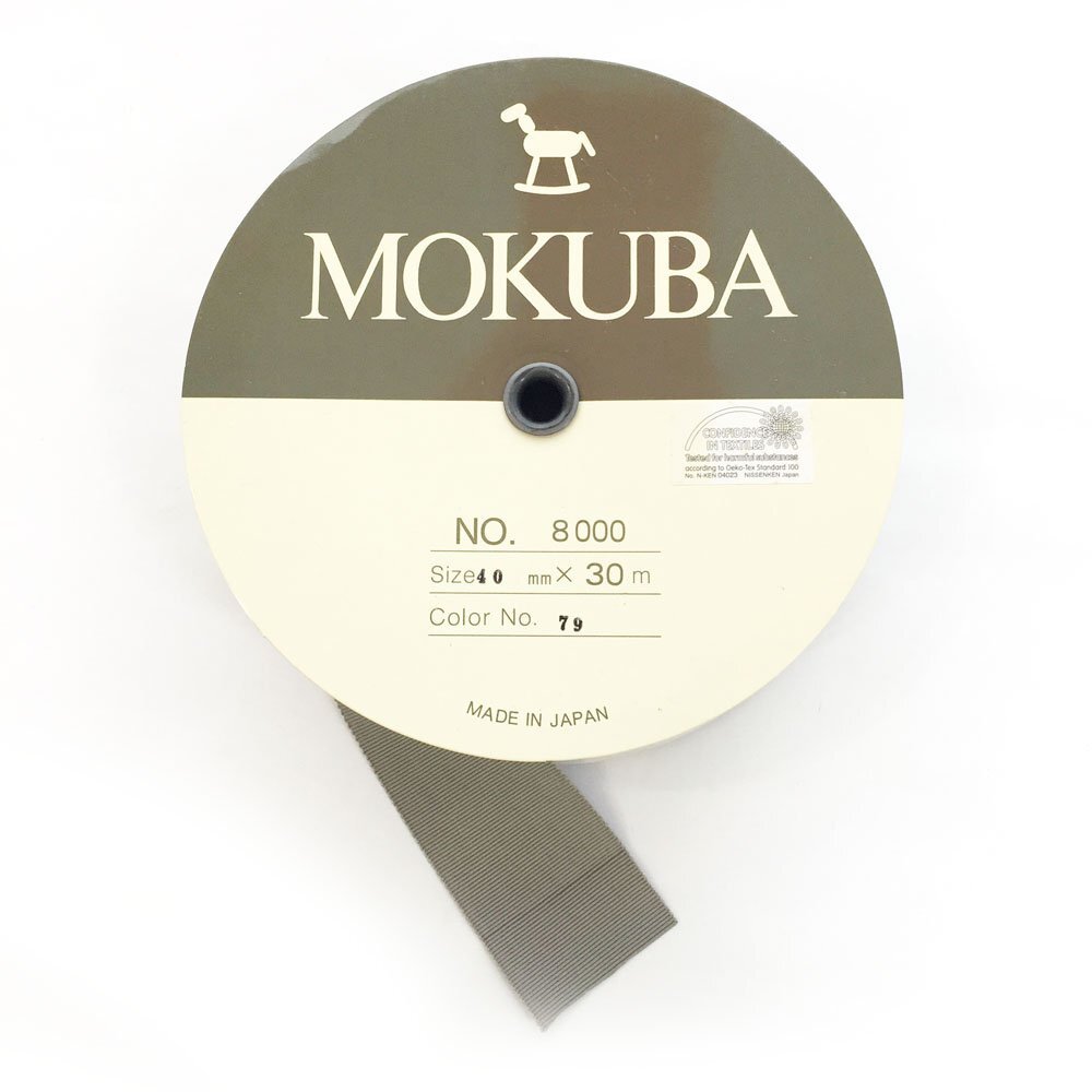 ◆木馬 MOKUBA 品番8000 レーヨン グログランリボン 1巻 幅40mm グレージュ グレー NO.79 ハンドメイド グログランテープ 6CC/93522拍卖