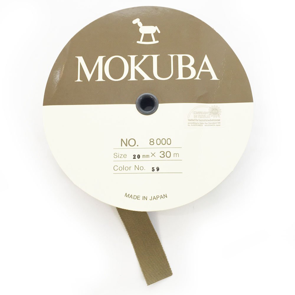◆木馬 MOKUBA 品番8000 レーヨン グログランリボン 1巻 幅20mm スモーキーベージュ NO.59 手芸 ハンドメイド グログランテープ 6CC/93524拍卖