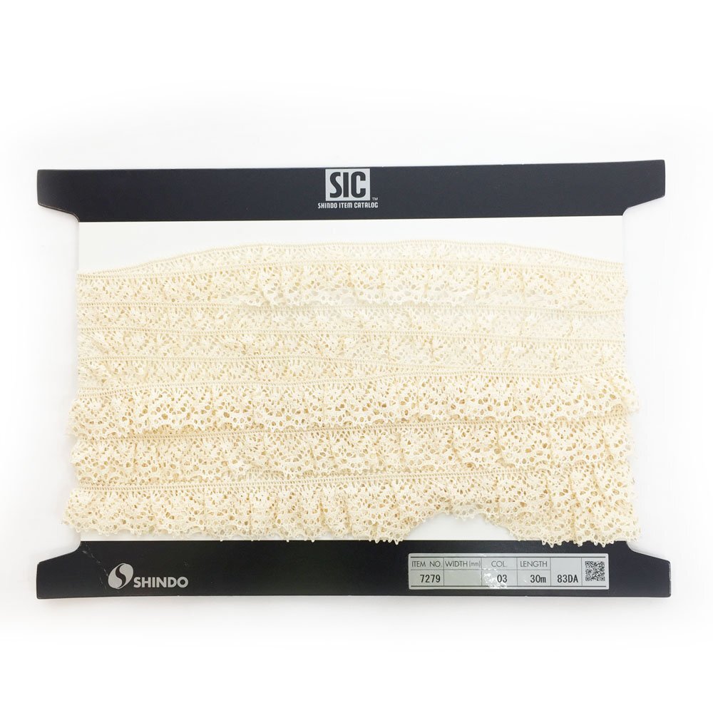 ◆SHINDO 品番SIC-7279 トーションレース 長さ約5m 幅25mm ベージュ 手芸用 アパレル副資材 レース生地 業務用 6CC/93502拍卖