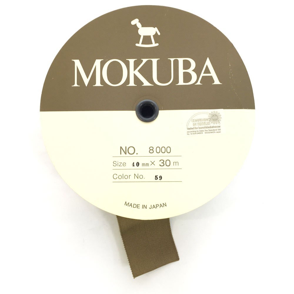 ◆木馬 MOKUBA 品番8000 レーヨン グログランリボン 1巻 幅40mm スモーキーベージュ NO.59 ハンドメイド グログランテープ 6CC/93520拍卖