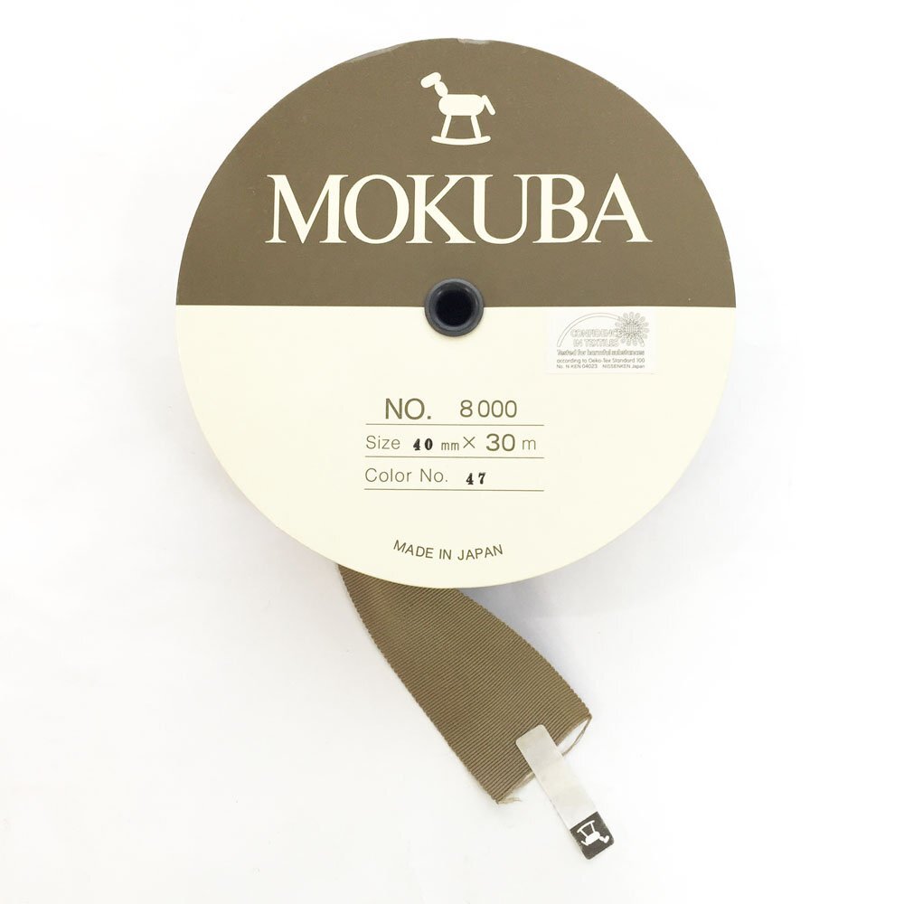 ◆木馬 MOKUBA 品番8000 レーヨン グログランリボン 1巻 幅40mm スモーキーベージュ NO.47 ハンドメイド グログランテープ 6CC/93518拍卖