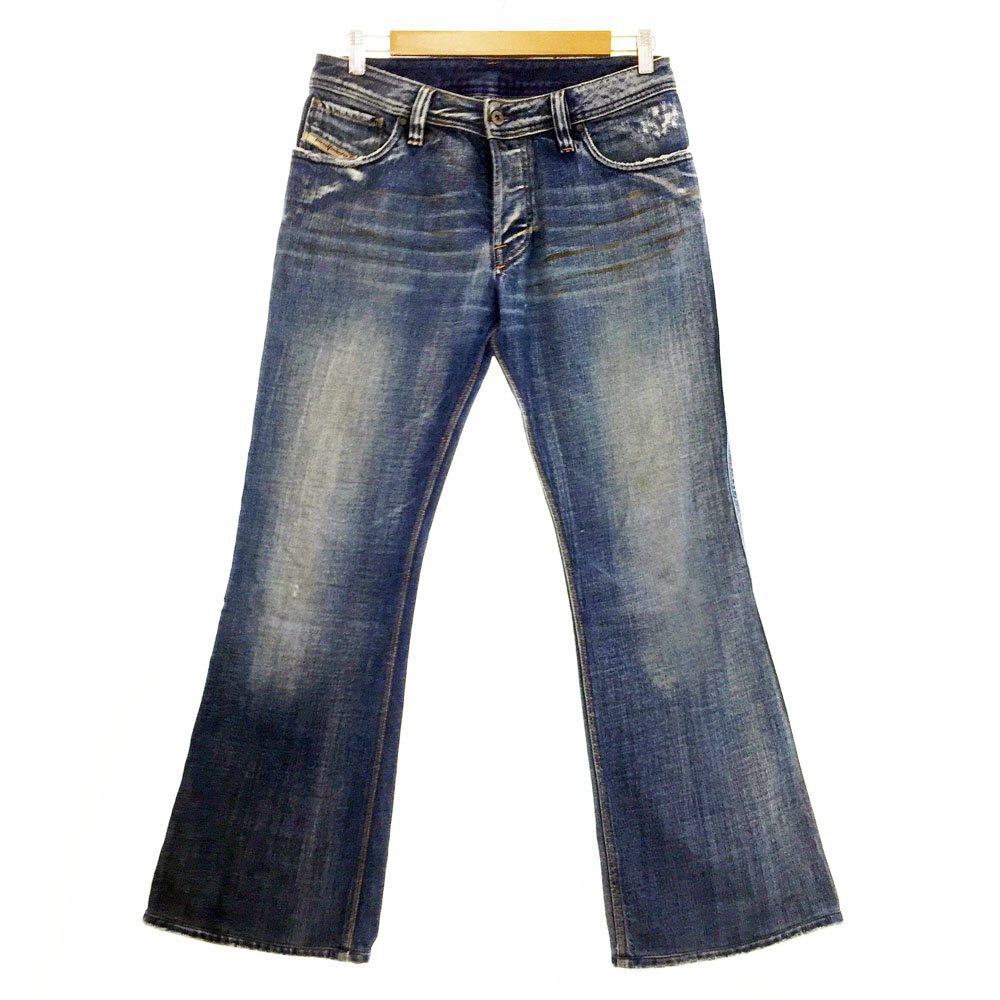 ●DIESEL ディーゼル ZAF L.32 ダメージ加工 ブーツカット デニムパンツ サイズ30 メンズ ブルーウォッシュ ウォッシュ加工 1AA/93530拍卖