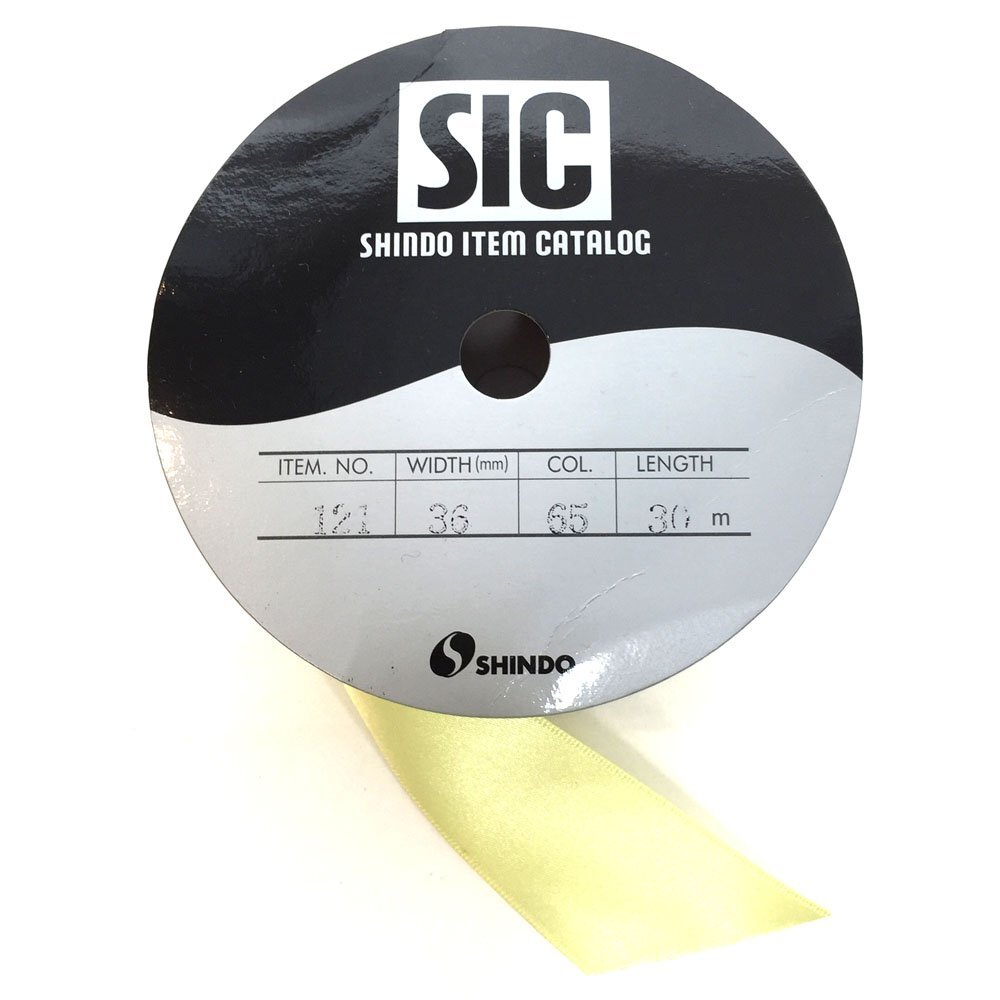 ◆SHINDO 品番SIC-121 ポリエステル両面サテンリボン 1巻 幅36mm マスカット ライムグリーン NO.65 ハンドメイド アパレル副資材 6CC/93577拍卖