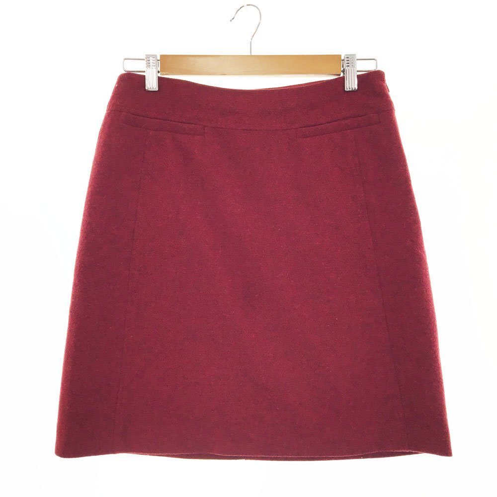 ★Weekend Max Mara ウィークエンドマックスマーラ 最高級 ウールスカート サイズ40 レディース レッド 台形 ベーシック51061413 1BB/93609拍卖