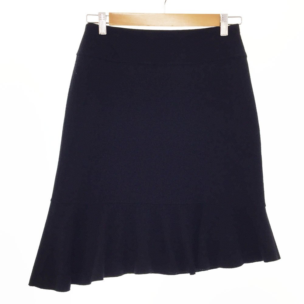 ★LAPIS LUCE PER BEAMS ラピスルーチェパービームス アシンメトリー ウールスカート レディース36 ブラック 6827-0537-3167 1BB/93611拍卖