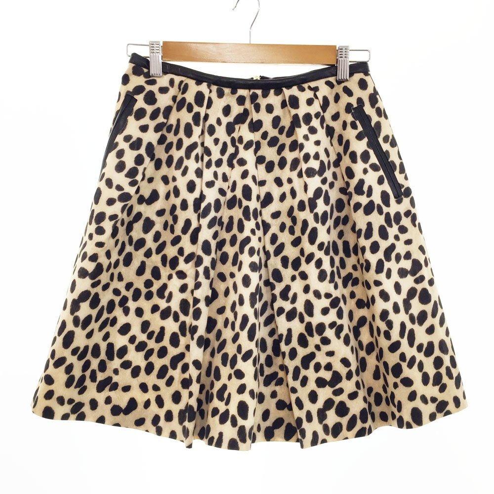 ★MIHOKO SAITO BARNEYS NEW YORK ミホコサイトウ バーニーズニューヨーク アニマルプリント スカート レディース38 ベージュ×黒1BB/93608拍卖