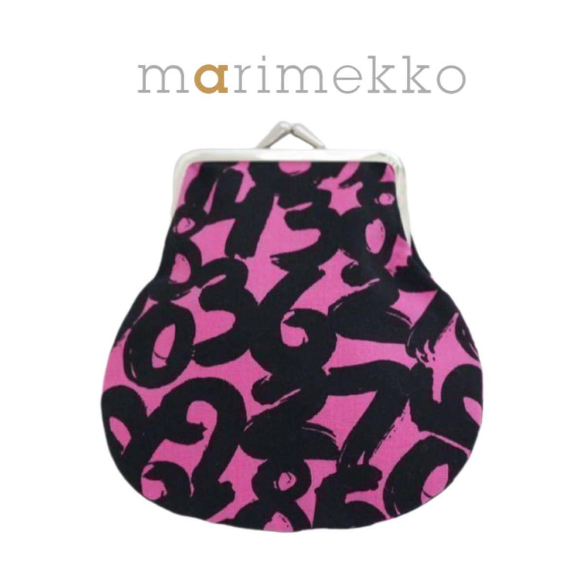 《Marimekkoマリメッコ/新品》がま口 ミニポーチ 小物入れ MUSTA&PUNAINEN LAJITELMA/039878 001/ブラック/ピンク/MR004025★拍卖