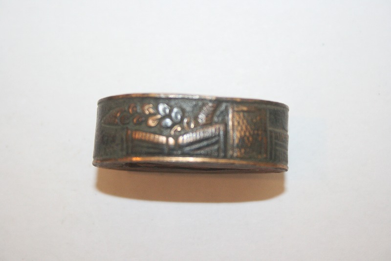 本歌時代物縁金 銅地風景図金色絵拍卖