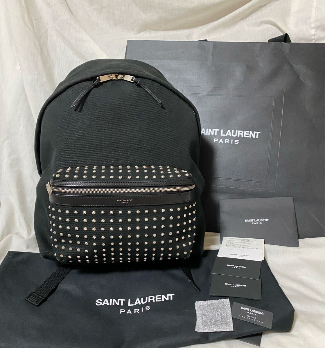 極美品 本物 正規品 サンローラン メンズ バックパック リュック スタッズ 黒拍卖