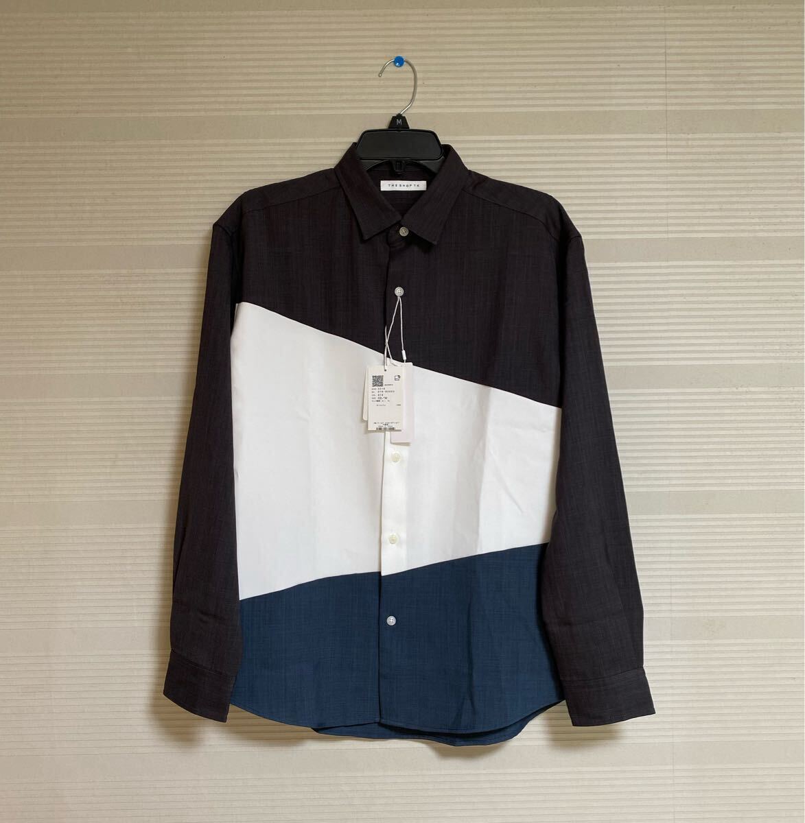 新品 正規品 TK タケオキクチ メンズ 長袖シャツ 黒白 ブロックカラー M トップス拍卖