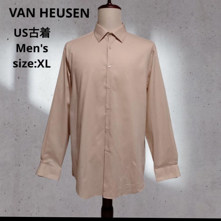 VAN HEUSEN US古着 ドレスシャツ 長袖シャツ ナチュラルカラーMen's size:XL USA輸入古着拍卖