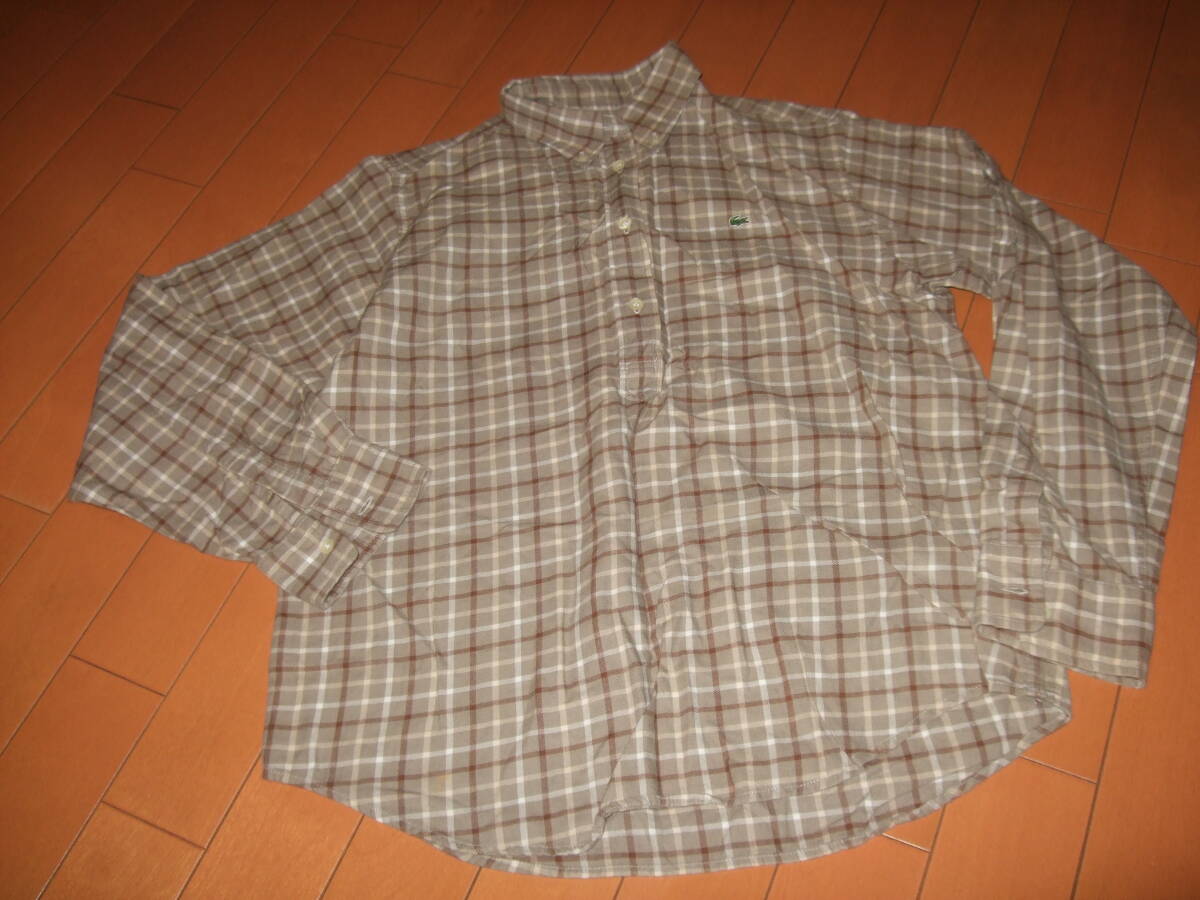 良品送料込即決☆ラコステ ボタンダウン ネルシャツ☆ベージュ系38拍卖