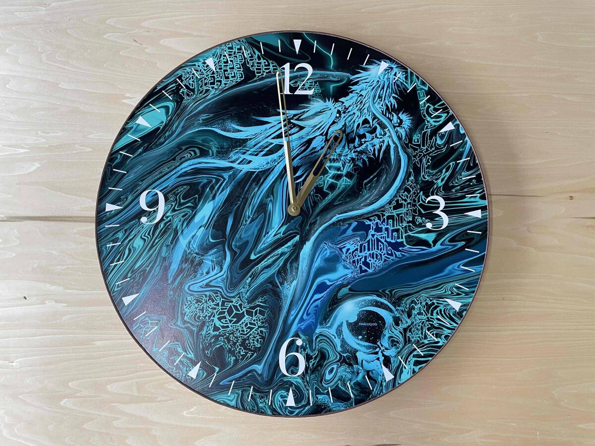 現代水墨画家 絵師白道 「ARTclock BuleDragon 」時計  現代アート グッズ インテリア拍卖