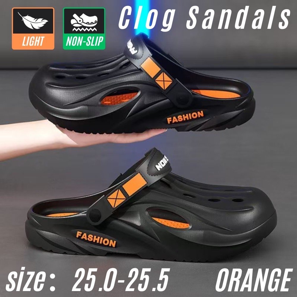 2WAYサンダル メンズ クロッグサンダル サボサンダル 軽量 つっかけ 前閉じ スポーツサンダル オレンジ 25.0-25.5拍卖