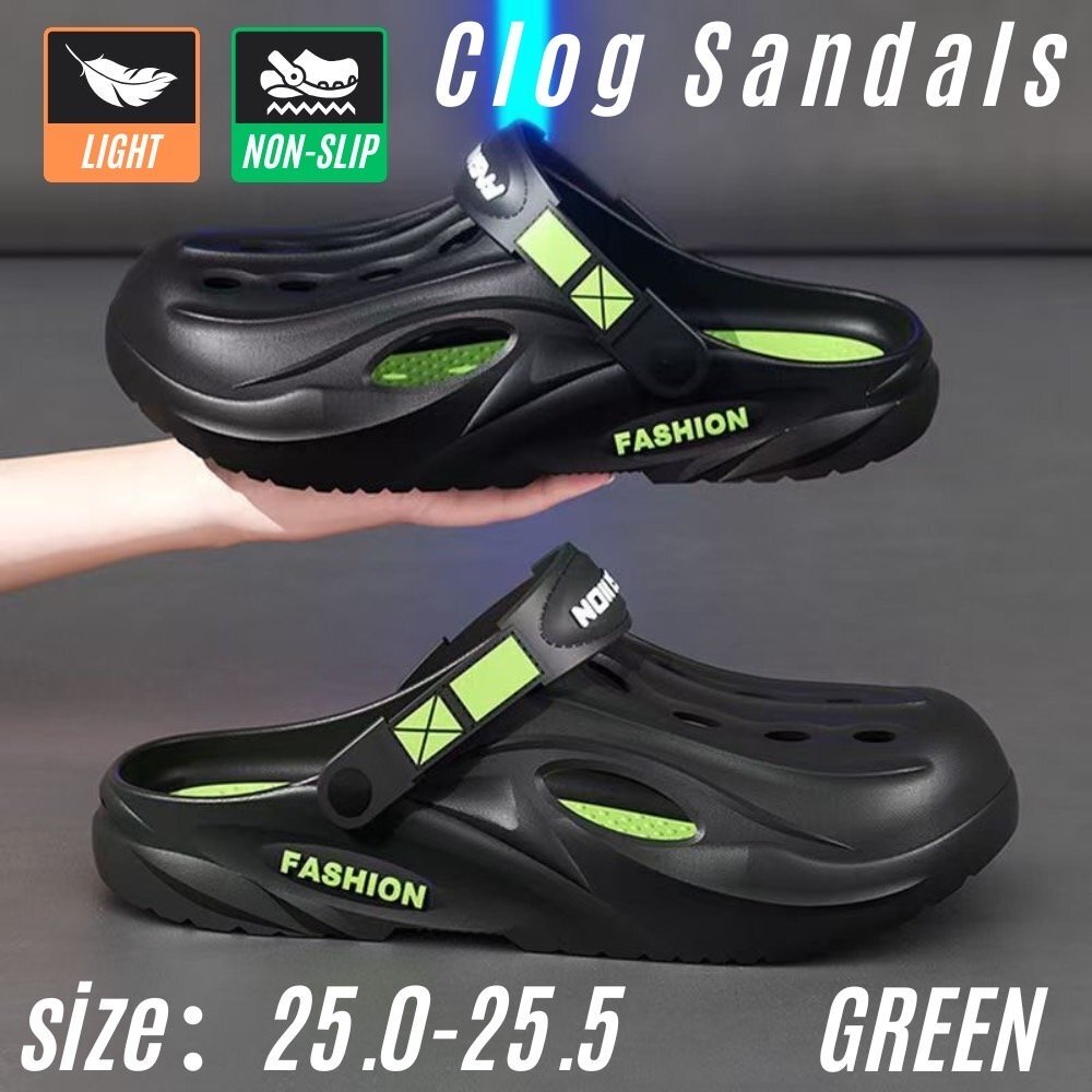 2WAYサンダル メンズ クロッグサンダル サボサンダル 軽量 つっかけ 前閉じ スポーツサンダル グリーン 25.0-25.5拍卖