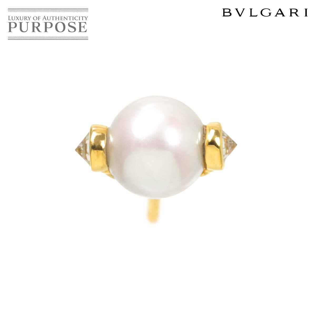 ブルガリ BVLGARI アコヤ真珠 8.3mm ダイヤ ピアス K18 YG イエローゴールド 750 片耳 片方のみ Earrings Pierced 90289388拍卖
