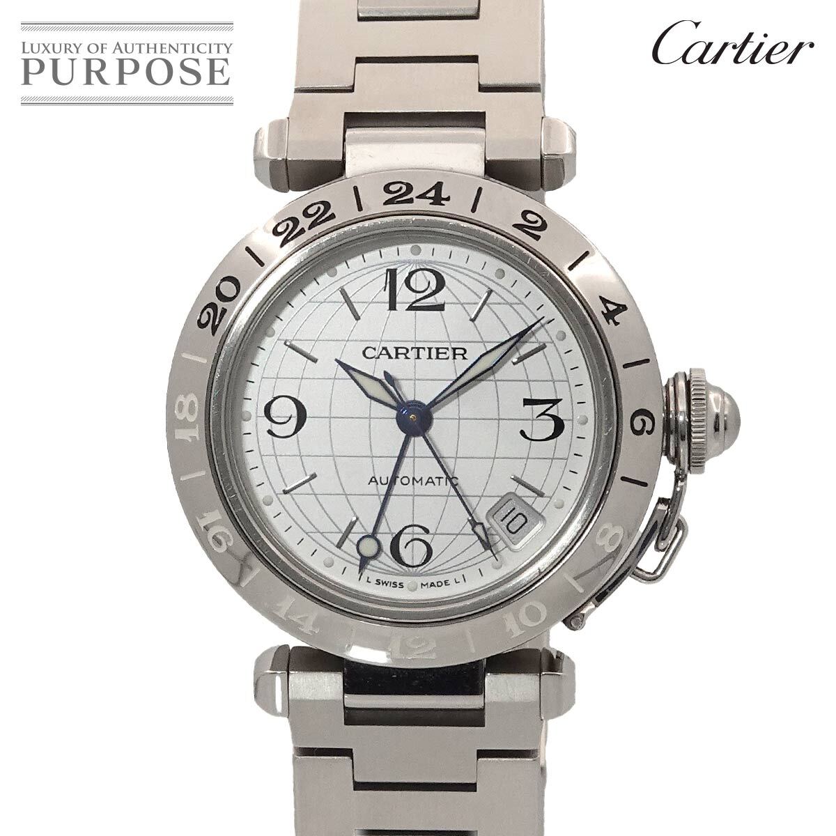カルティエ Cartier パシャC メリディアン GMT W31078M7 ボーイズ 腕時計 デイト シルバー オートマ 自動巻き PashaC 90291410拍卖
