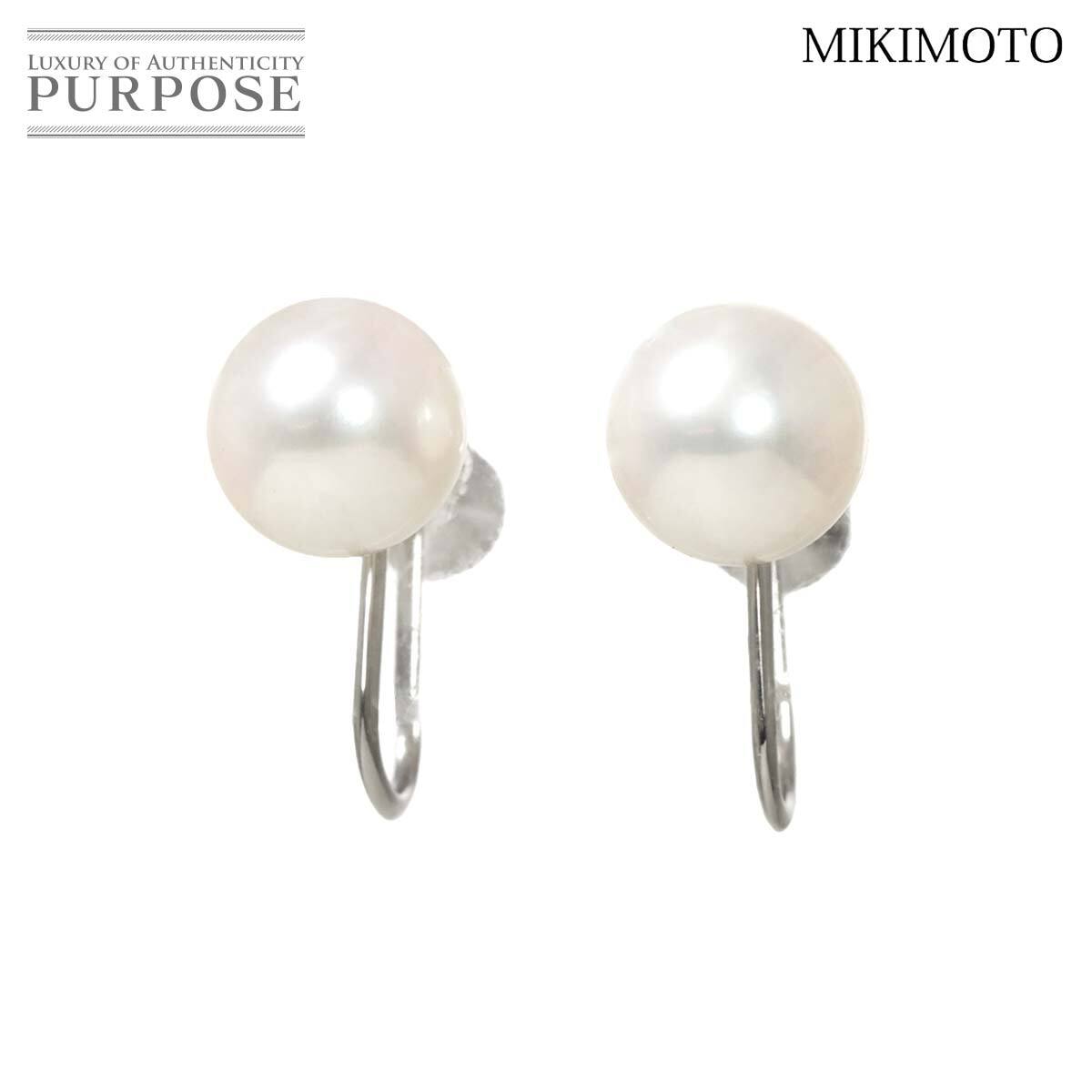 ミキモト MIKIMOTO アコヤ真珠 7.3mm イヤリング K18 WG ホワイトゴールド 750 パール Akoya Pearl Earrings 90283829拍卖