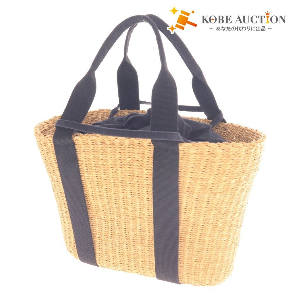 ■ ムーニュ カゴバッグ ハンドバッグ 鞄 インナーバッグ付き レディース ベージュ ブラック拍卖