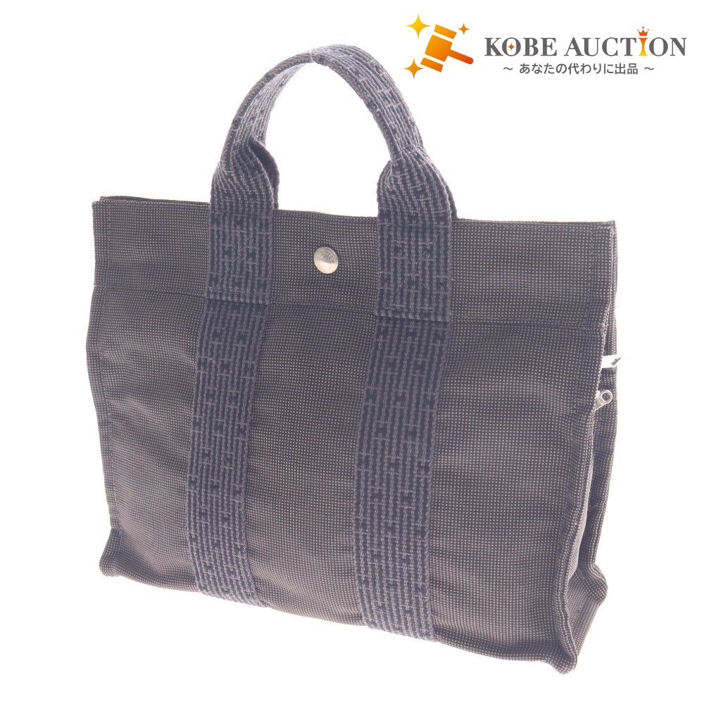 ■ エルメス ハンドバッグ トートバッグ 鞄 エールライン PM キャンバス カデナ 鍵 レディース グレー拍卖