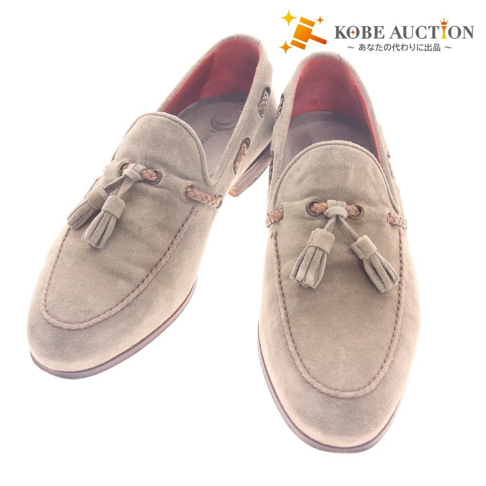 ■ DI MELLA デイメッラ スニーカー シューズ 2015 靴 デッキタイプ ハンドメイド メンズ 5 24.0cm相当 カーキグレー 付属品付き拍卖