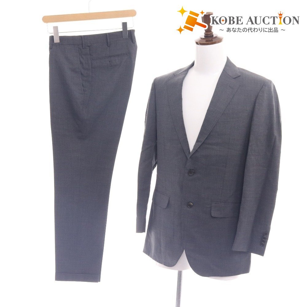 ■ ESTNATION エストネーション スーツ セットアップ 長袖 ジャケット アウター パンツ ボトムス 上下 日本製 メンズ 46 グレー拍卖