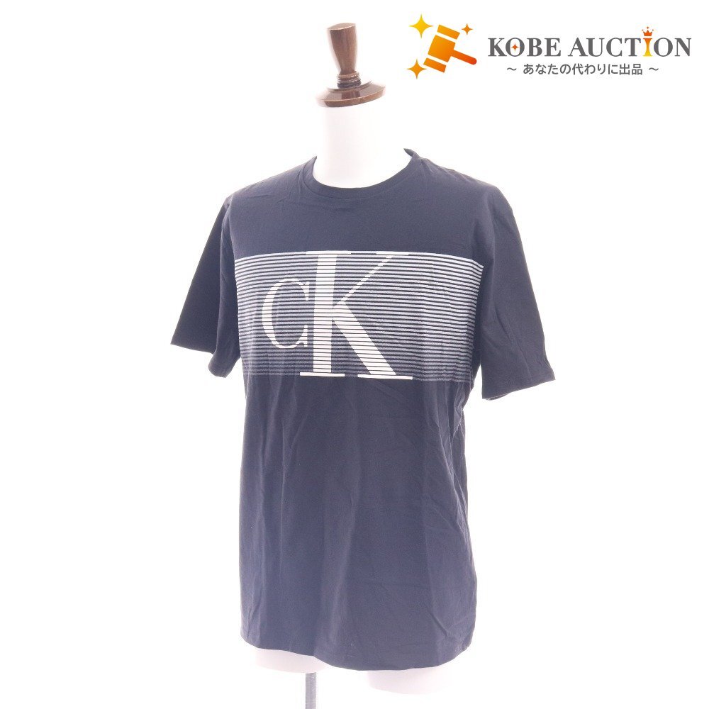■ カルバンクライン Tシャツ 半袖 トップス 丸首 ロゴ メンズ レディース M ブラック タグ付き 新品 未使用拍卖