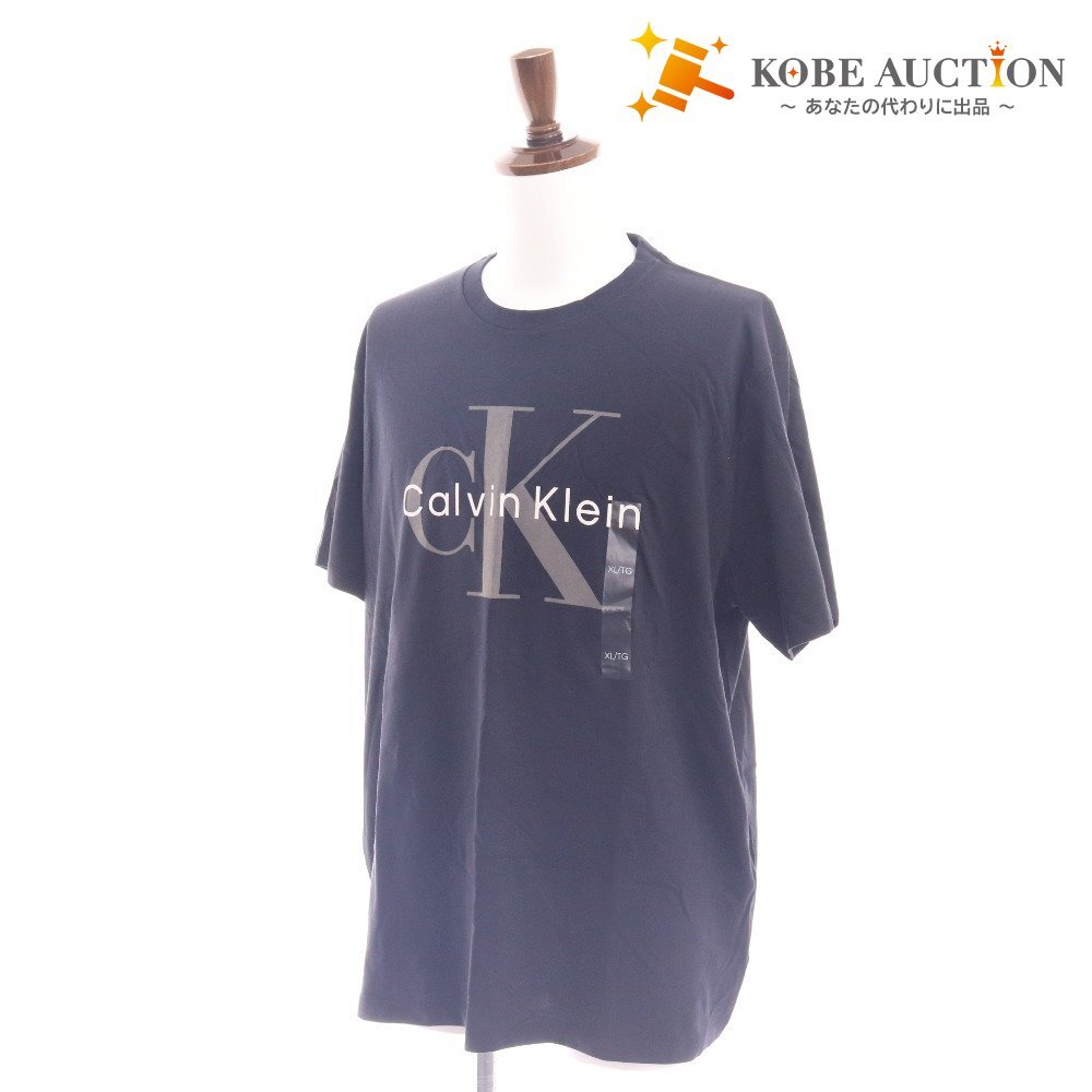 ■ カルバンクライン Tシャツ 半袖 トップス 丸首 ロゴ メンズ レディース XL ブラック タグ付き 新品 未使用拍卖