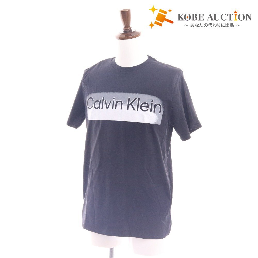 ■ カルバンクライン Tシャツ 半袖 トップス 丸首 ロゴ メンズ レディース S ブラック タグ付き 新品 未使用拍卖