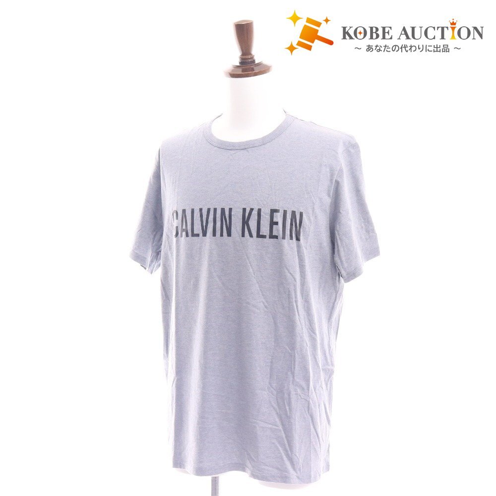 ■ カルバンクライン Tシャツ 半袖 トップス 丸首 ロゴ メンズ レディース L グレー タグ付き 新品 未使用拍卖