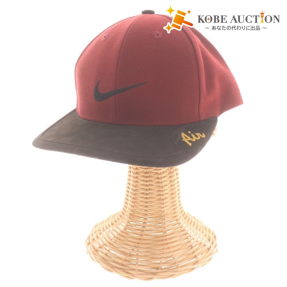 ■ ナイキ NIKE キャップ 帽子 ヴィンテージ レザー Air 90s 切替 メンズ レディース ONE SIZE ボルドー 赤茶系拍卖