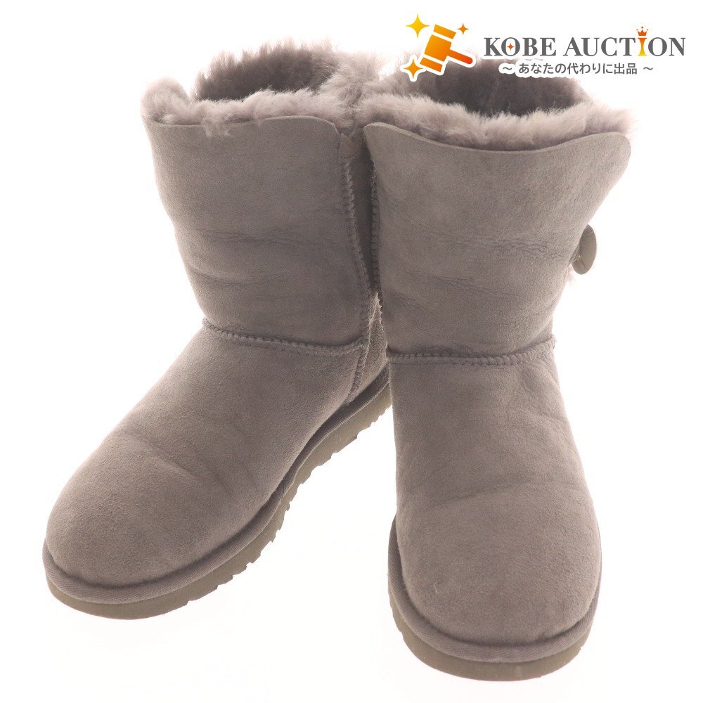 ■ UGG アグ ムートンブーツ ブーティ 靴 ビジュー スワロフスキー ラインストーン ファー レディース グレー拍卖