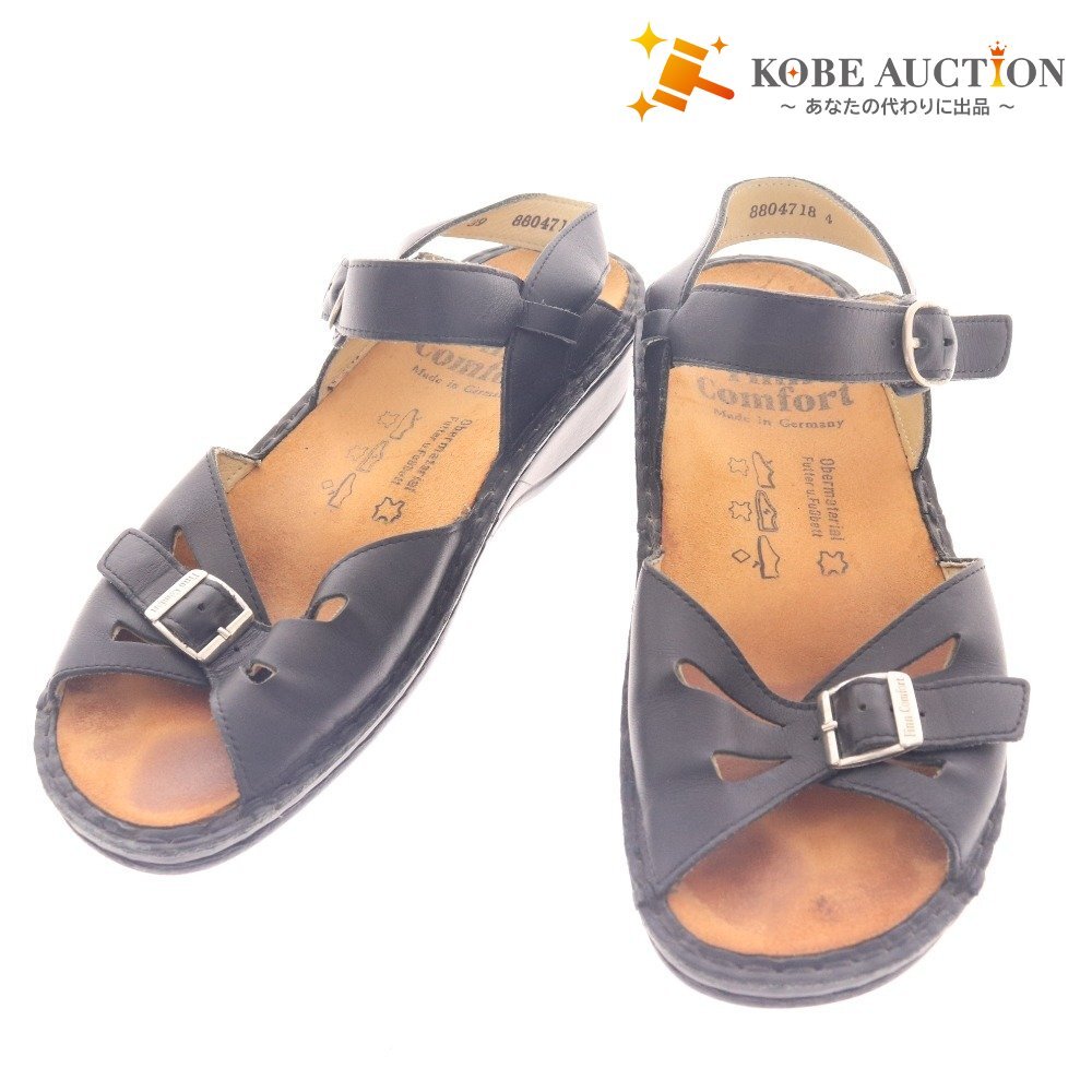 ■ フィンコンフォート サンダル 靴 ドイツ製 レディース D 39 ブラック拍卖