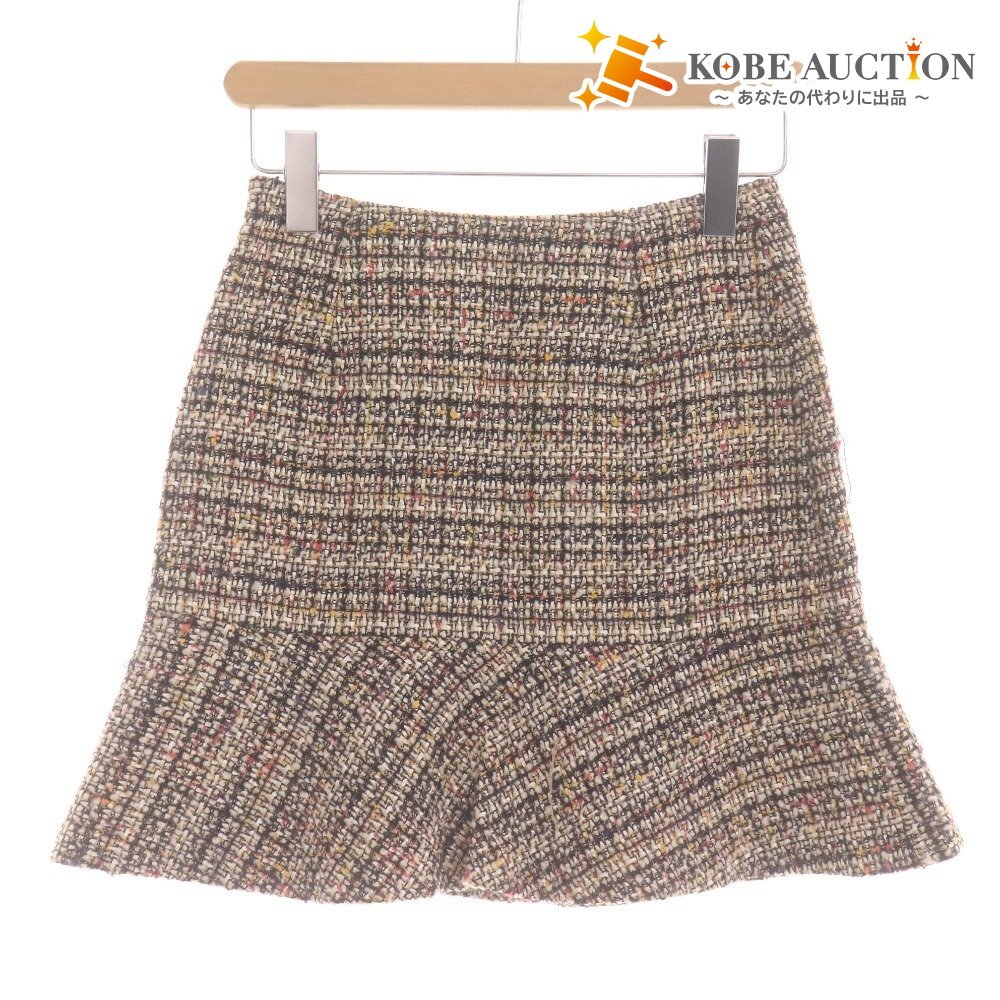 ■ ANAYI アナイ スカート ひざ丈 ボトムス 総柄 チャック 日本製 レディース 36 ベージュ系拍卖