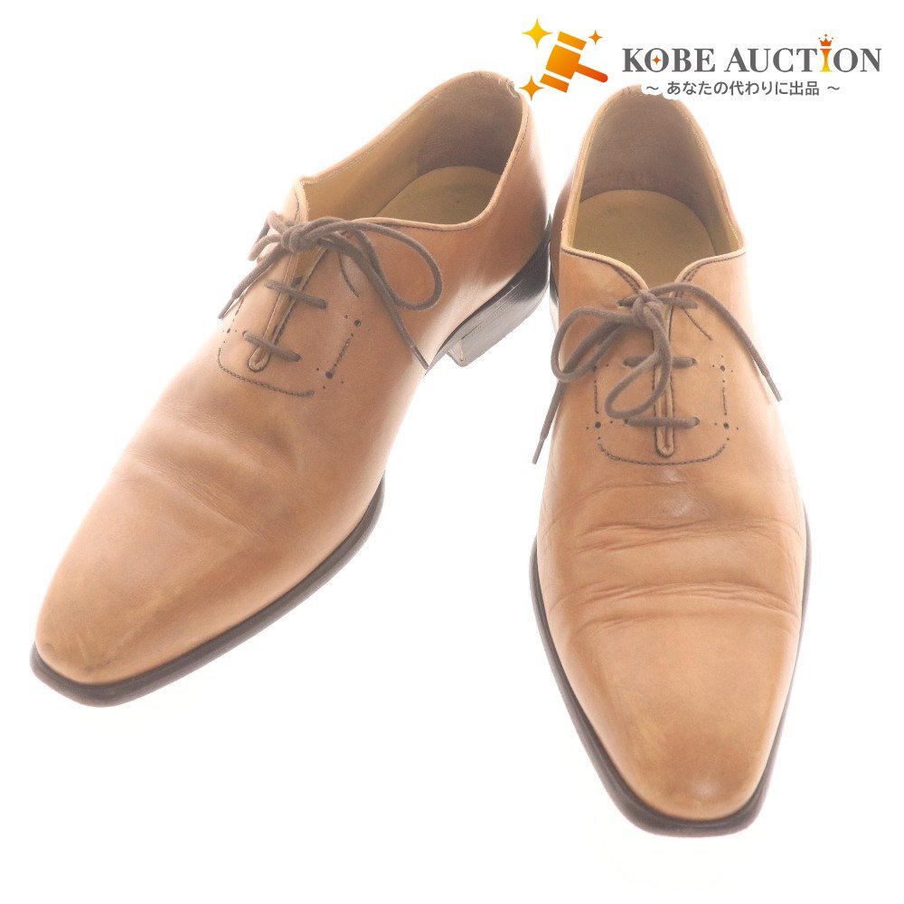■ インテレッサ レースアップシューズ 靴 ビジネスシューズ メンズ 6 1/2 (25cm相当)キャメル ライトブラウン系拍卖