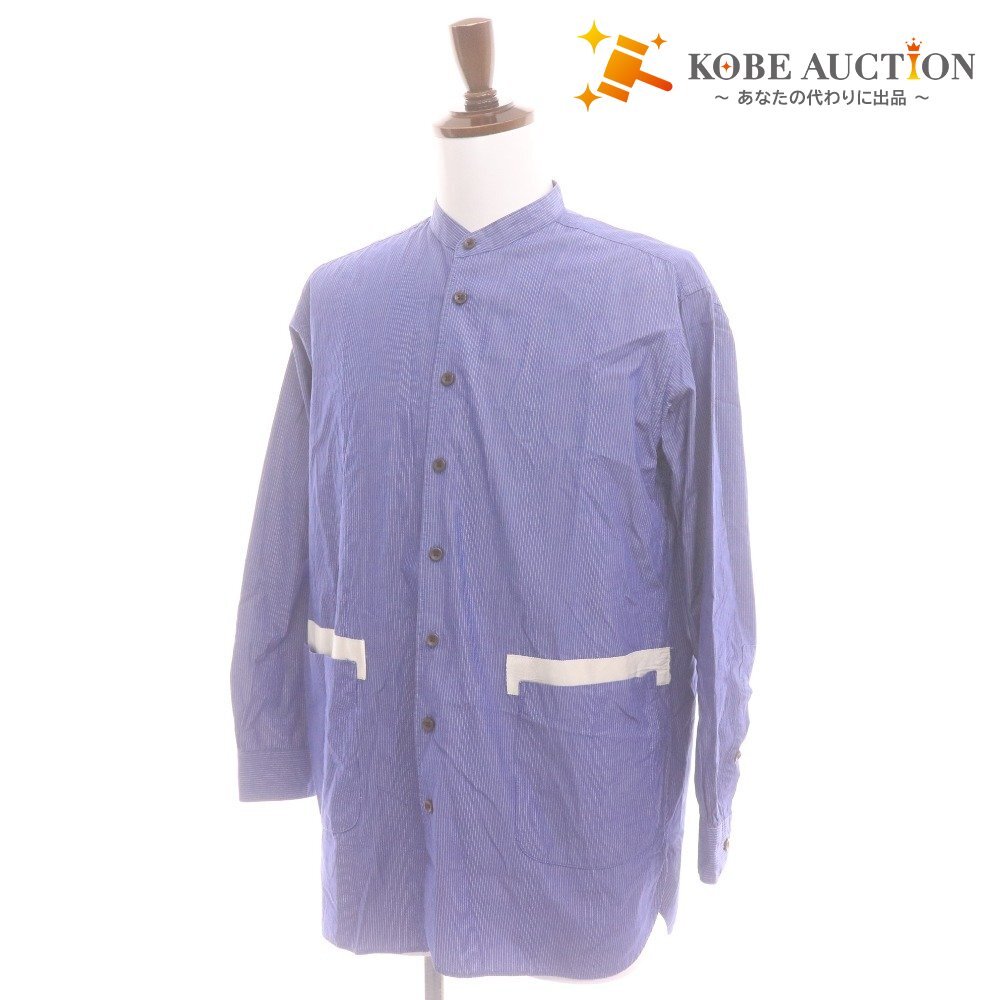 ■ フラボア シャツ 長袖 トップス ストライプ ポケット メンズ ブルー拍卖