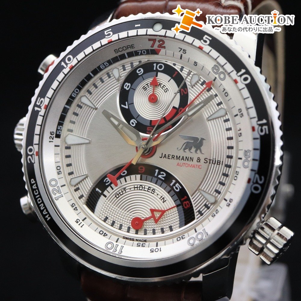 ■ ヤーマン&ストゥービ 腕時計 TP.11.014 ゴルフウォッチ 自動巻き 127.0g メンズ シルバー 文字盤 シルバー拍卖