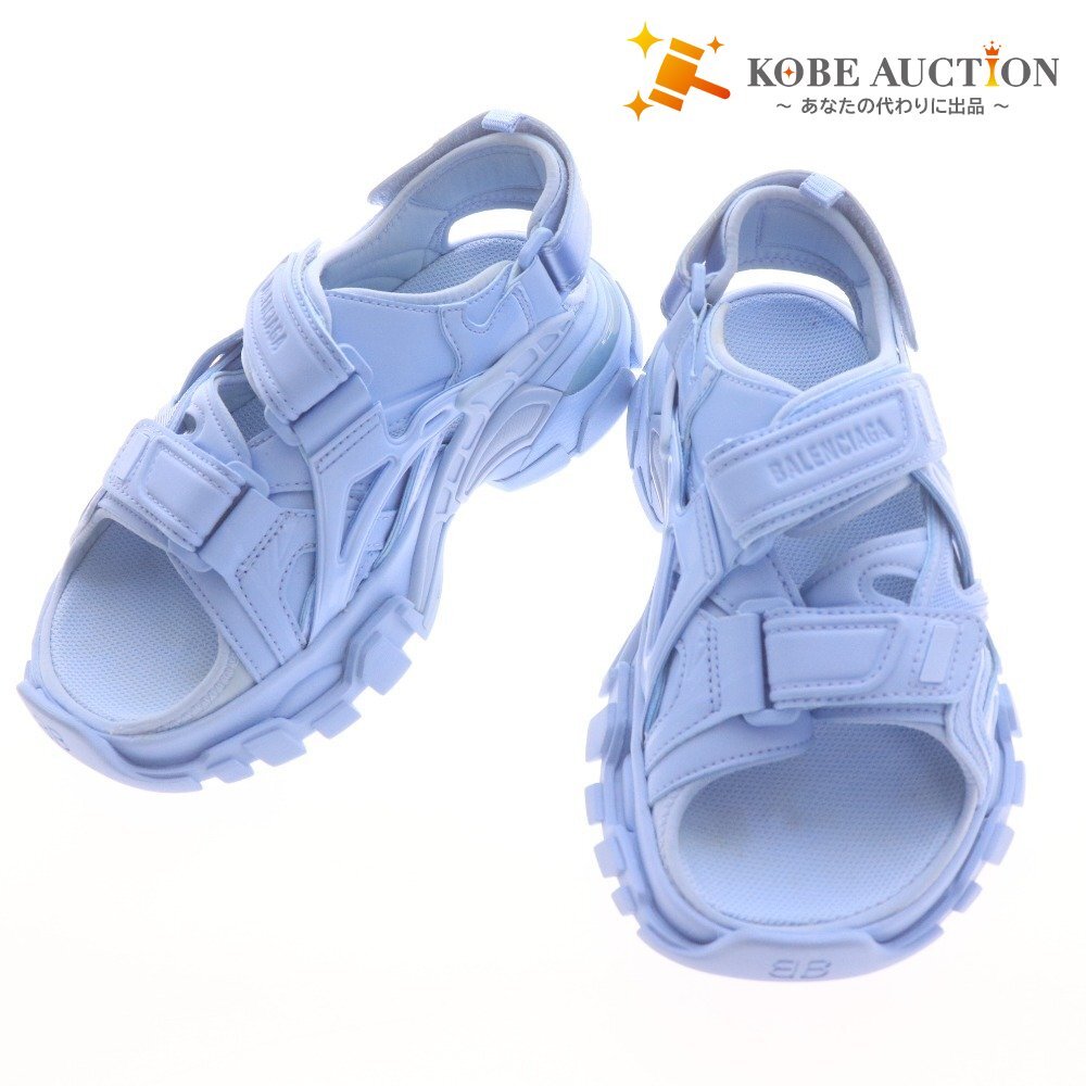 ■ バレンシアガ サンダル 617543 靴 トラック ファブリック レディース 23cm ブルー 付属品付き拍卖