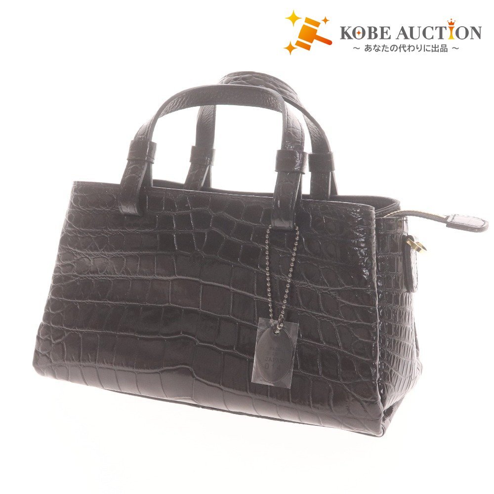 ■ クリスタルレプティルズ レザージュエルズ ショルダーバッグ 鞄 クロコダイル 2WAY パイソン レディース ブラック 付属品付き未使用拍卖