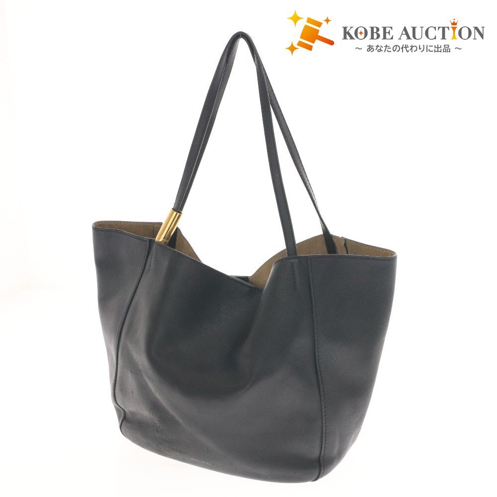 ■ JIMMY CHOO ジミーチュウ トートバッグ ハンドバッグ 鞄 ゴールド金具 チャック ポケット レディース ブラック拍卖